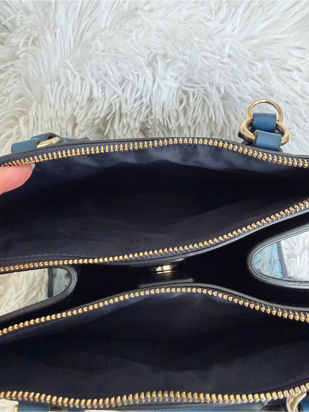NWOT Coach Crosby Carryall Navy Blue Colorblock Leather Crossbody Satchel Tote - Picture 13 of 13